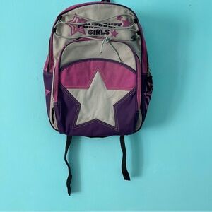 Powerpuff Girls Cartoon Network Vintage Backpack Canvas Glitter Star Purple Pink